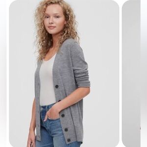 GAP heather Gray pure Merino boyfriend Cardigan
